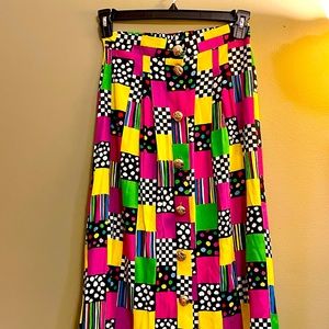 Retro Vintage Skirt with Brass Buttons (Size Small)
